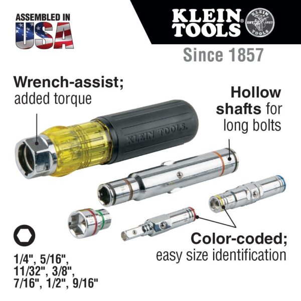 KLEIN 7-in-1 Nut Driver 1/4" - 9/16" - Image 6