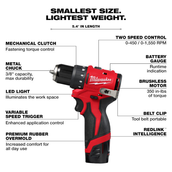 MILWAUKEE M12™ Subcompact Brushless 3/8" Drill/Driver Kit - Image 5
