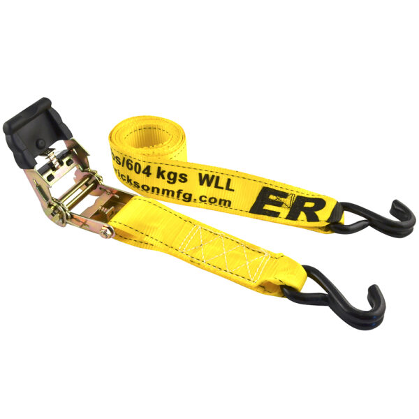 ERICKSON 2" x 10' – 4000 lb. Ratcheting Tie-Downs with Double J-Hooks /Pair - Image 2