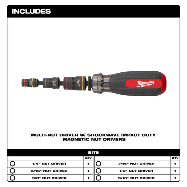 MILWAUKEE Multi-Nut Driver W/ SHOCKWAVE Impact Duty™ (flip) Magnetic Nut Drivers - Image 4