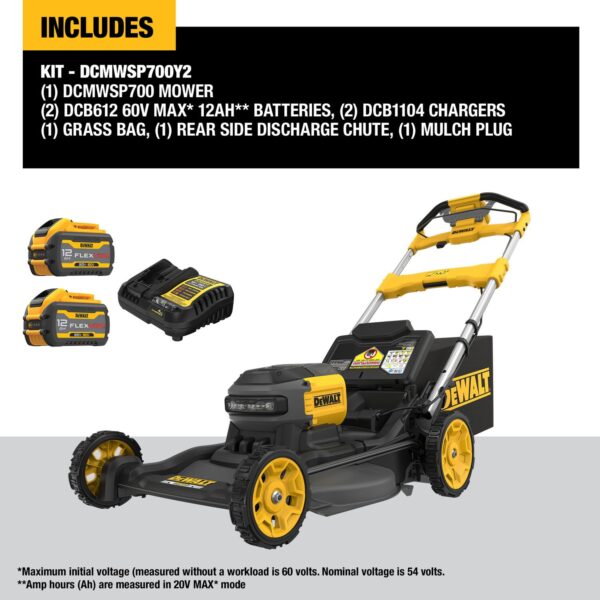 DEWALT 60V MAX* 21 in. Cordless Brushless RWD Self-Propelled Mower Kit - Image 4