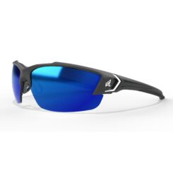 EDGE Khor G2 Safety Glasses with a Black Frame and Aqua Precision Blue Mirror Lenses