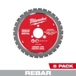 MILWAUKEE #10 (1-1/4") Rebar Cutting Blade with a note at the bottom identifying it as a 5 Pack