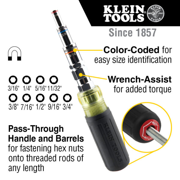 KLEIN  9-in-1 Pass Through SAE Multi-Nut Driver, Magnetic - Image 4