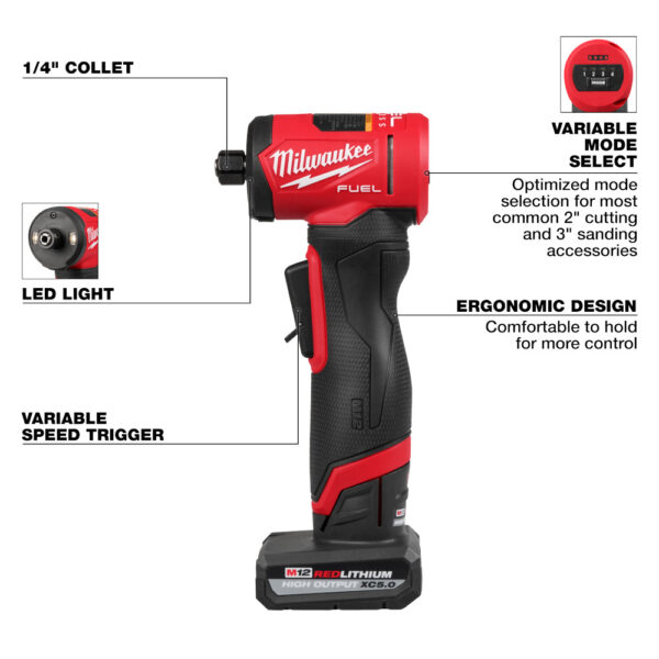MILWAUKEE M12 FUEL™ 1/4" Right Angle Die Grinder Kit - Image 2