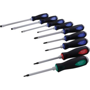 GRAY 9 Piece Heavy Duty Comfort Grip Screwdriver Set includes 9 assorted screwdrivers