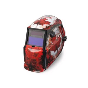 LINCOLN Auto-dark Solar Welding Helmet with red and white with maple leaf on top and side
