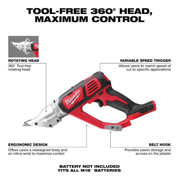 MILWAUKEE M18™ Cordless 18 Gauge Double Cut Shear (Tool Only) - Image 3