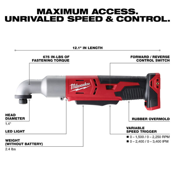MILWAUKEE M18™ 2-Speed 1/4" Right Angle Impact Driver (Tool Only) - Image 3