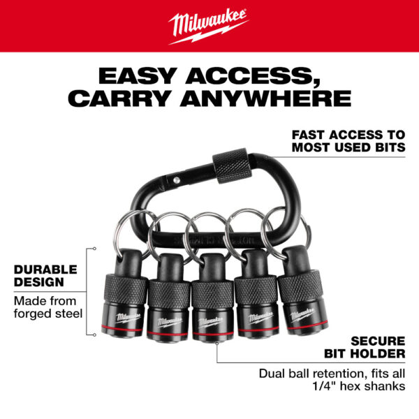 MILWAUKEE 5PC Bit Holder with Carabiner - Image 2