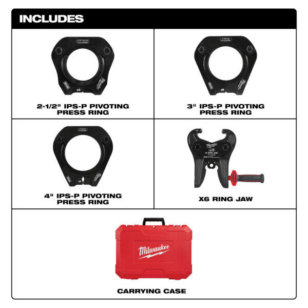 MILWAUKEE 2-1/2" - 4" IPS-P Pivoting Press Ring Kit for M18™ FORCE LOGIC™ - Image 4