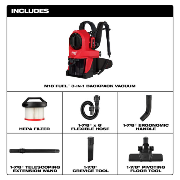 MILWAUKEE M18 FUEL™ 3-in-1 Backpack Vacuum - Image 3