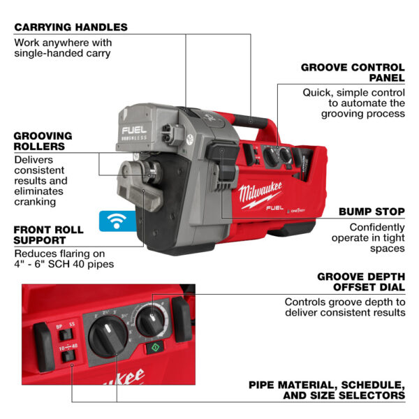 MILWAUKEE M18 FUEL™ RINGER™ Roll Groover for 2” – 6” Sch 10/40 - Image 2
