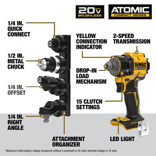 DEWALT 20V MAX * ATOMIC™ Multi- Head Drill/ Driver (Tool Only) - Image 4