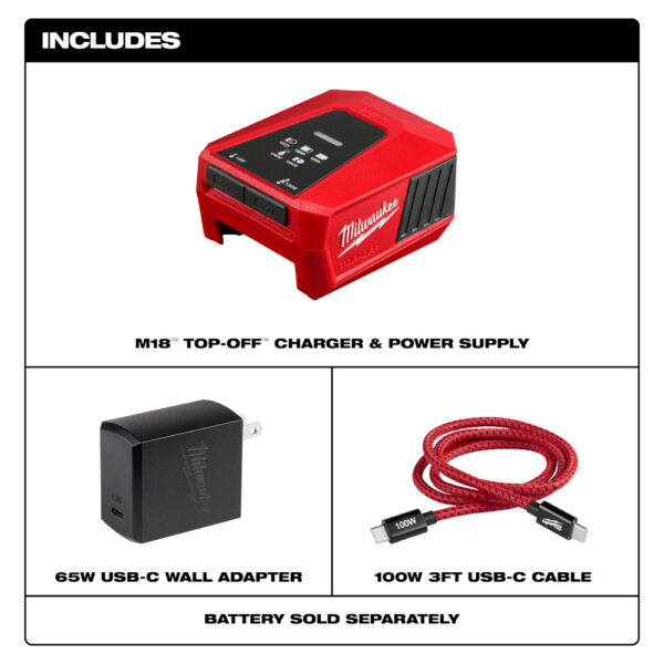 MILWAUKEE M18™ TOP-OFF™ Charger & Power Supply - Image 4