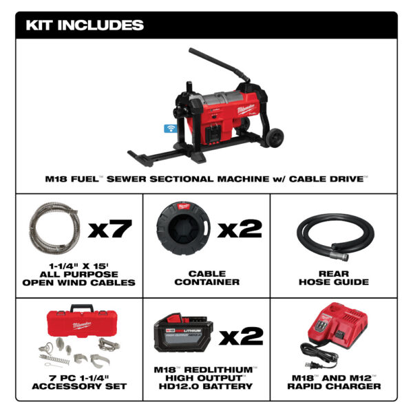 MILWAUKEE M18 FUEL™ Sewer Sectional Machine w/ CABLE-DRIVE™ 1-1/4" Kit - Image 4