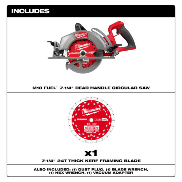 MILWAUKEE M18 FUEL™ 7-1/4" Rear Handle Circular Saw (Tool Only) - Image 3