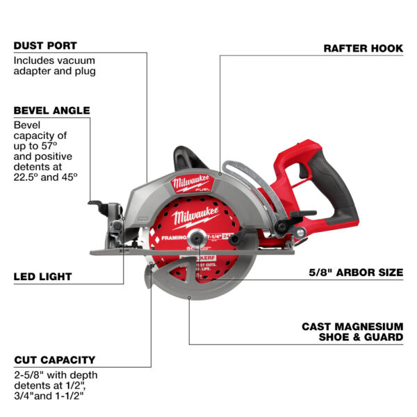 MILWAUKEE M18 FUEL™ 7-1/4" Rear Handle Circular Saw (Tool Only) - Image 5