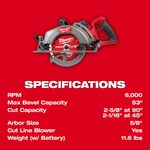 MILWAUKEE M18 FUEL™ 7-1/4" Rear Handle Circular Saw Kit - Image 8