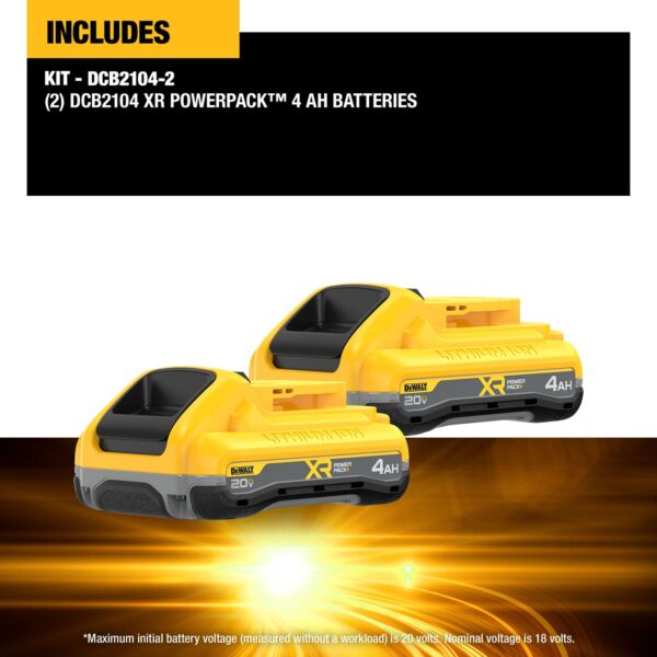 DEWALT 20V MAX* XR POWERPACK™ 4Ah Battery (2PK) - Image 4