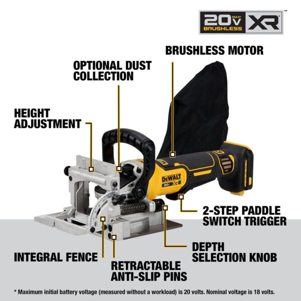 DEWALT 20V MAX* XR® Brushless Cordless Biscuit Joiner (Tool Only) - Image 3