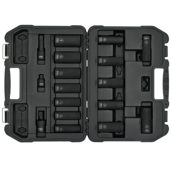 DEWALT 17pc SAE/Metric Socket Set 1/2" Drive Impact Deep w/ Case - Image 2