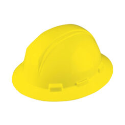 Full brim yellow hard hat