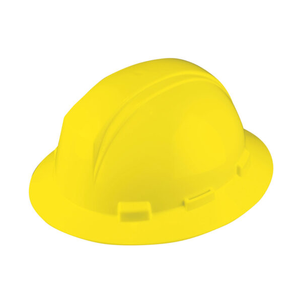 Full brim yellow hard hat