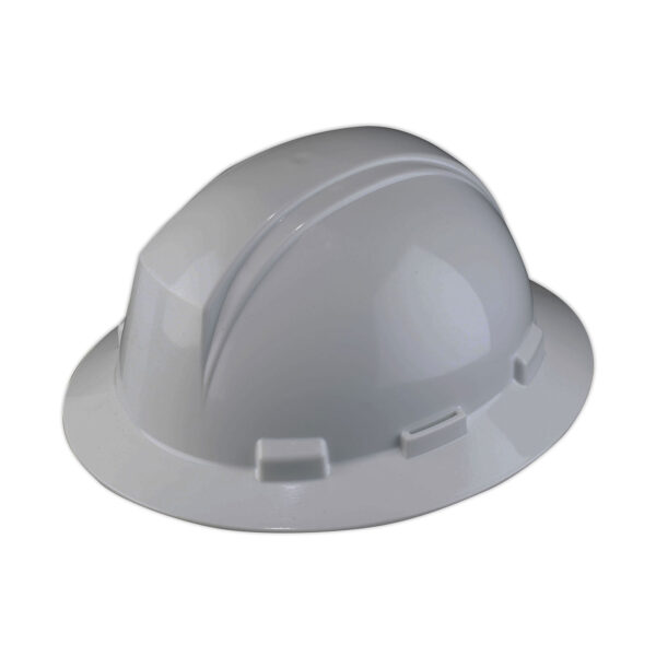 Full brim grey hard hat