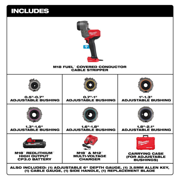 MILWAUKEE M18 FUEL™ Covered Conductor Cable Stripper Kit w/ Adjustable Bushings - Image 4