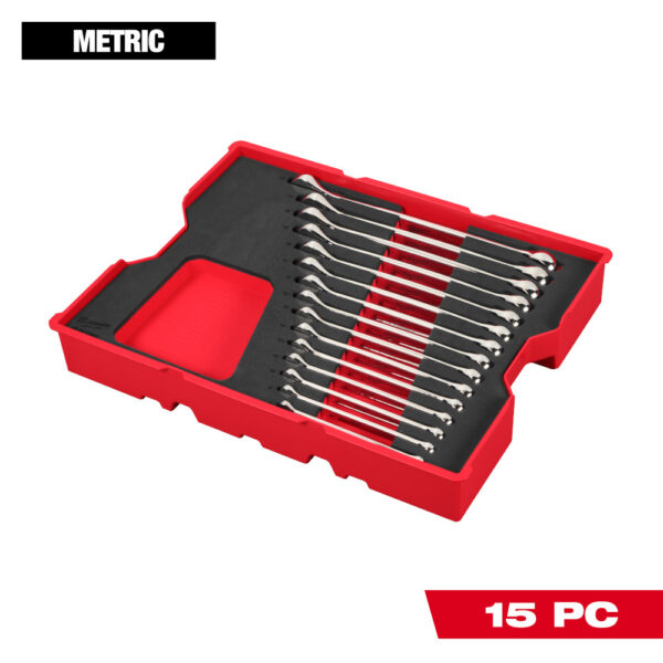 MILWAUKEE 15pc. Metric Combination Wrench Set with Tray for PACKOUT™ Drawers - Image 2