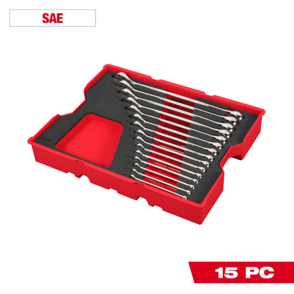 MILWAUKEE 15pc. SAE Combination Wrench Set with Tray for PACKOUT™ Drawers - Image 2