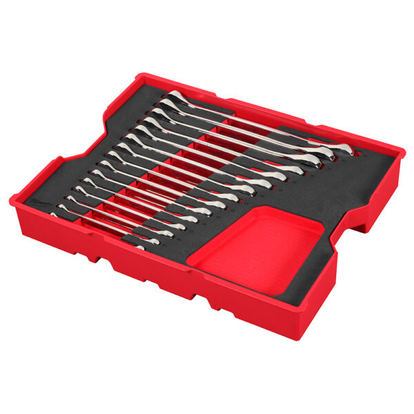 MILWAUKEE 15pc. Metric Ratcheting Combination Wrench Set with Tray for PACKOUT™