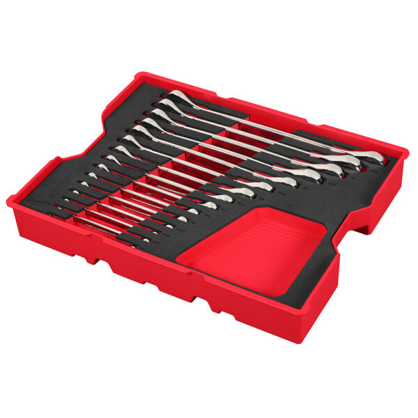 MILWAUKEE 15pc. SAE Ratcheting Combination Wrench Set with Tray for PACKOUT™