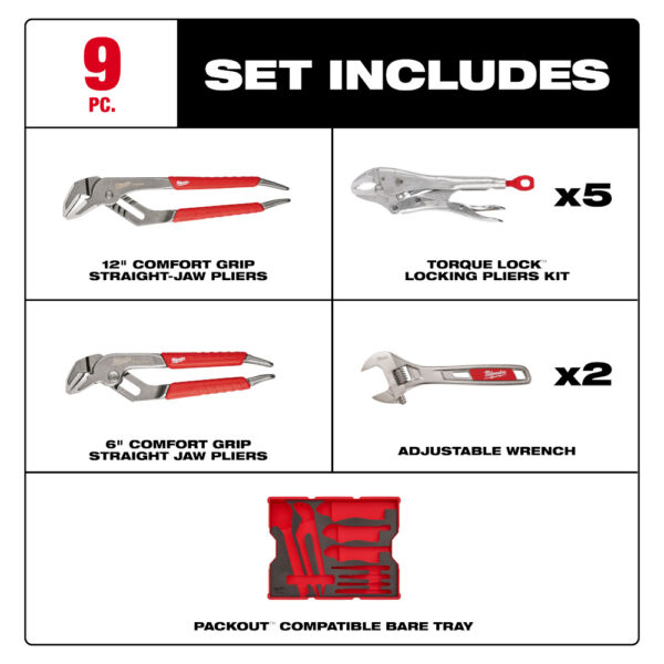 MILWAUKEE 9pc. Pliers & Wrench Set with Tray for PACKOUT™ Drawers - Image 4