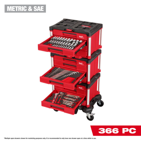 MILWAUKEE 366 Pc. Master Mechanics Hand Tool Set with PACKOUT™ Drawers and Dolly - Image 2