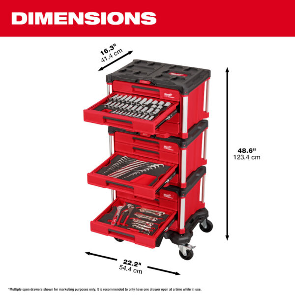 MILWAUKEE 366 Pc. Master Mechanics Hand Tool Set with PACKOUT™ Drawers and Dolly - Image 3