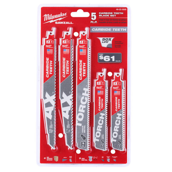 MILWAUKEE SAWZALL® Carbide Demolition Wood & Metal Cutting Reciprocating Blades - Image 2