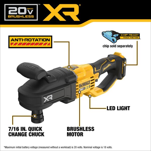 DEWALT 20V MAX* XR®  Cordless 7/16" Quick Change Compact Stud & Joist Drill - Image 2