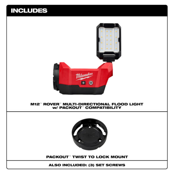 MILWAUKEE M12™ ROVER™ Multi-Directional Flood Light w/ PACKOUT™ Compatibility - Image 3