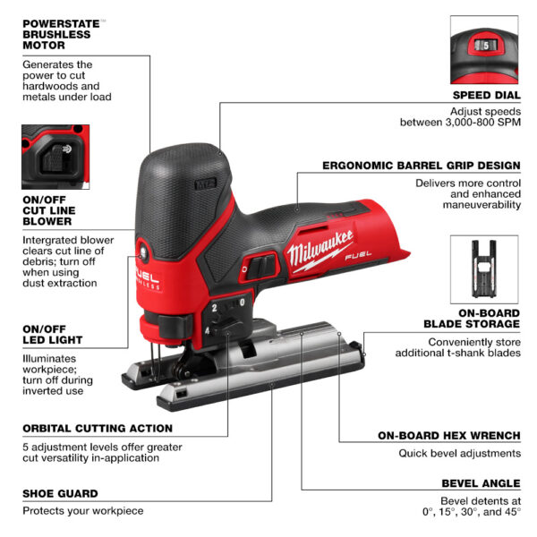 MILWAUKEE M12 Fuel Barrel Grip Jigsaw (Tool Only) - Image 5