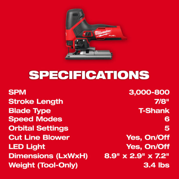 MILWAUKEE M12 Fuel Barrel Grip Jigsaw (Tool Only) - Image 8