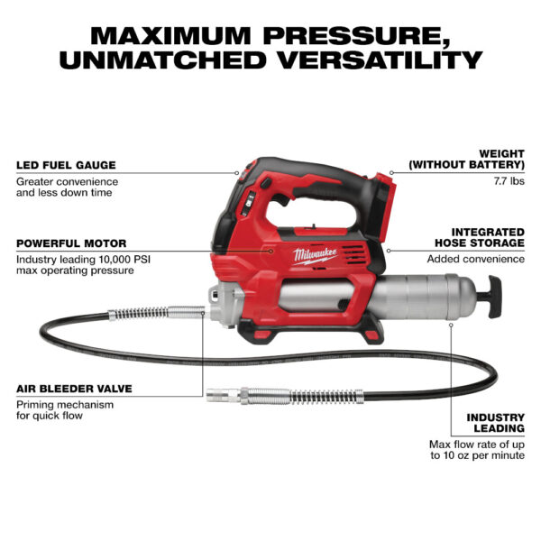 MILWAUKEE M18™ Cordless 2-Speed Grease Gun (Tool Only) - Image 3