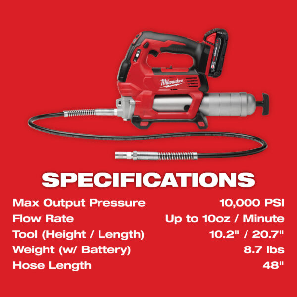 MILWAUKEE® M18™ Cordless 2-Speed Grease Gun Kit - Image 8