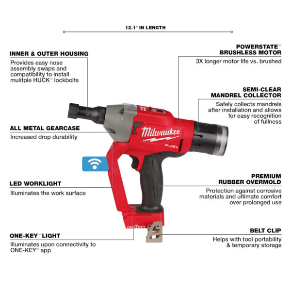 MILWAUKEE M18 FUEL™ 1/4" Lockbolt Tool w/ ONE-KEY™ (Tool Only) - Image 3