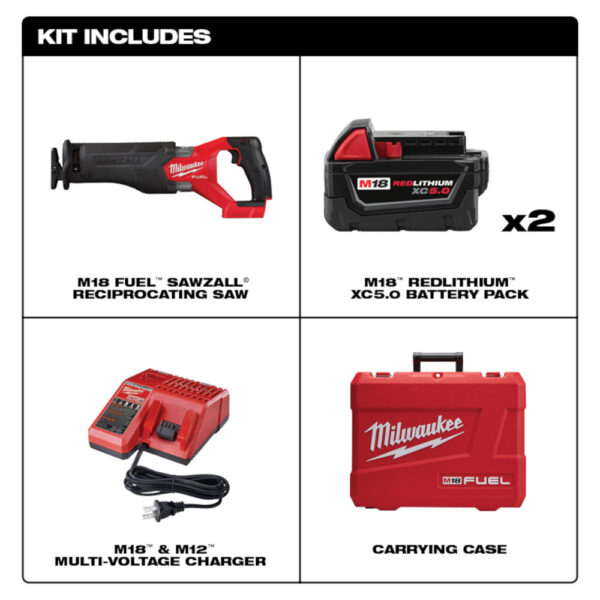 MILWAUKEE M18 FUEL™ SAWZALL® Reciprocating Saw - 2 Battery XC5.0 Kit - Image 4