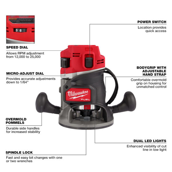 MILWAUKEE M18 FUEL™ 1/2" Router (Tool Only) - Image 2
