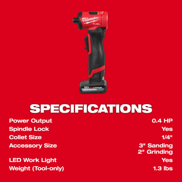 MILWAUKEE M12 FUEL™ 1/4" Right Angle Die Grinder - Image 6
