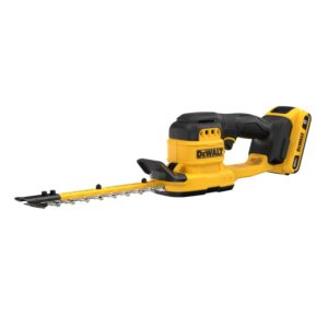 DEWALT DCHT823D1 20V MAX 8 in. cordless compact hedge trimmer kit shown isolated, highlighting compact design and precision cutting blade