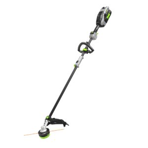 EGO MST1603 56V POWER+ Multi-Head string trimmer with 16-inch cutting swath and POWERLOAD™ trimmer head, shown on white background with carbon fiber shaft and adjustable handle.